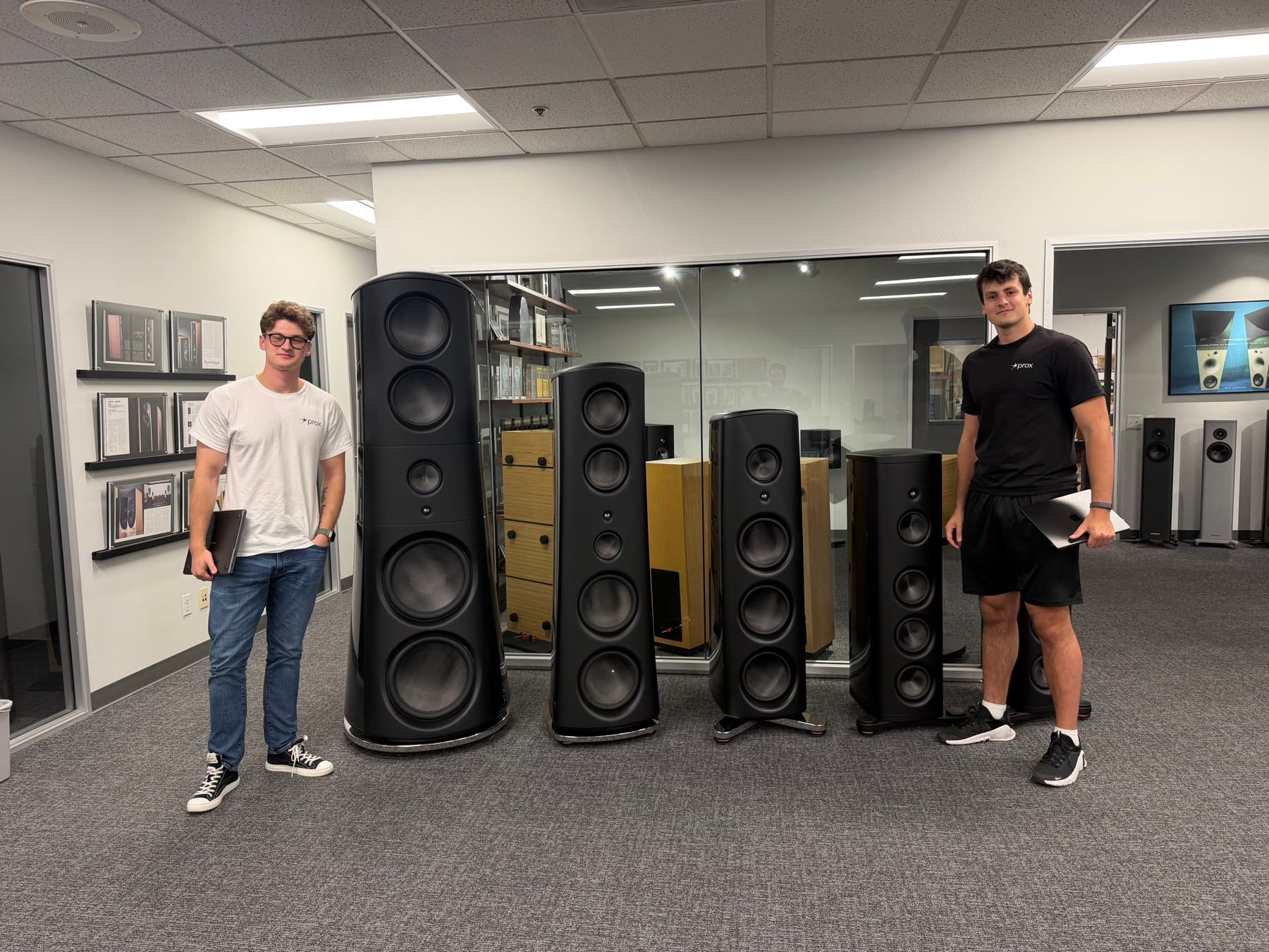 The Prox team visiting an audio equipment manufacturer